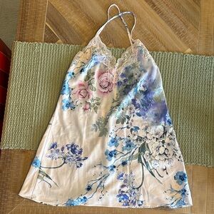 Elegant Floral Lace Slip in Blue and Pink